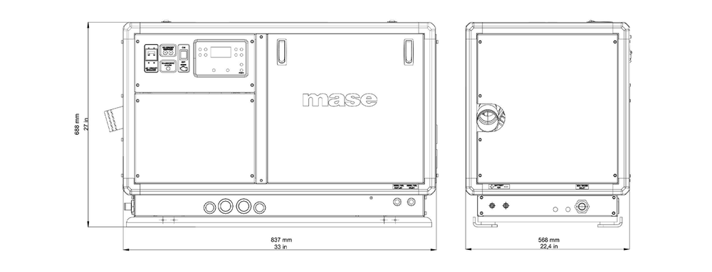 MASE GENERATORS - INTERCOOLER IS 9.06 - 9 KW - 60Hz - 1800 RPM IS-9-06 - DIMENSIONS